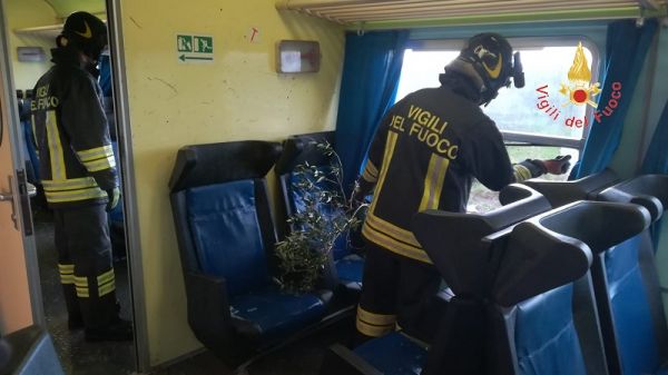 Treno locale investito da Tromba d'aria